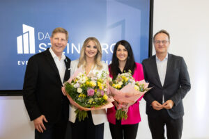 Julian Hadschieff (Eigentümer), Claudia Giner (Moderatorin), Stephanie Venier (Super-G Weltmeisterin), Markus Hengstschläger (Humangenetiker und Bestseller-Autor).