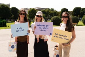 Mamas beim Still-Stand: v.l.n.r. Angelika, Miriam Theresa, Lisa © MAM Baby / Sabine Sattlegger
